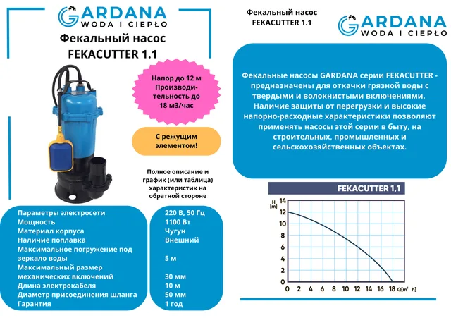 Фекальный насос FEKACUTTER 1.1 GARDANA